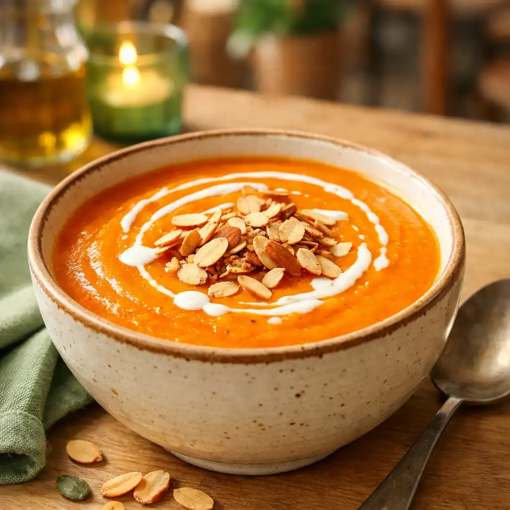 Velouté de potimarron aux amandes effilées