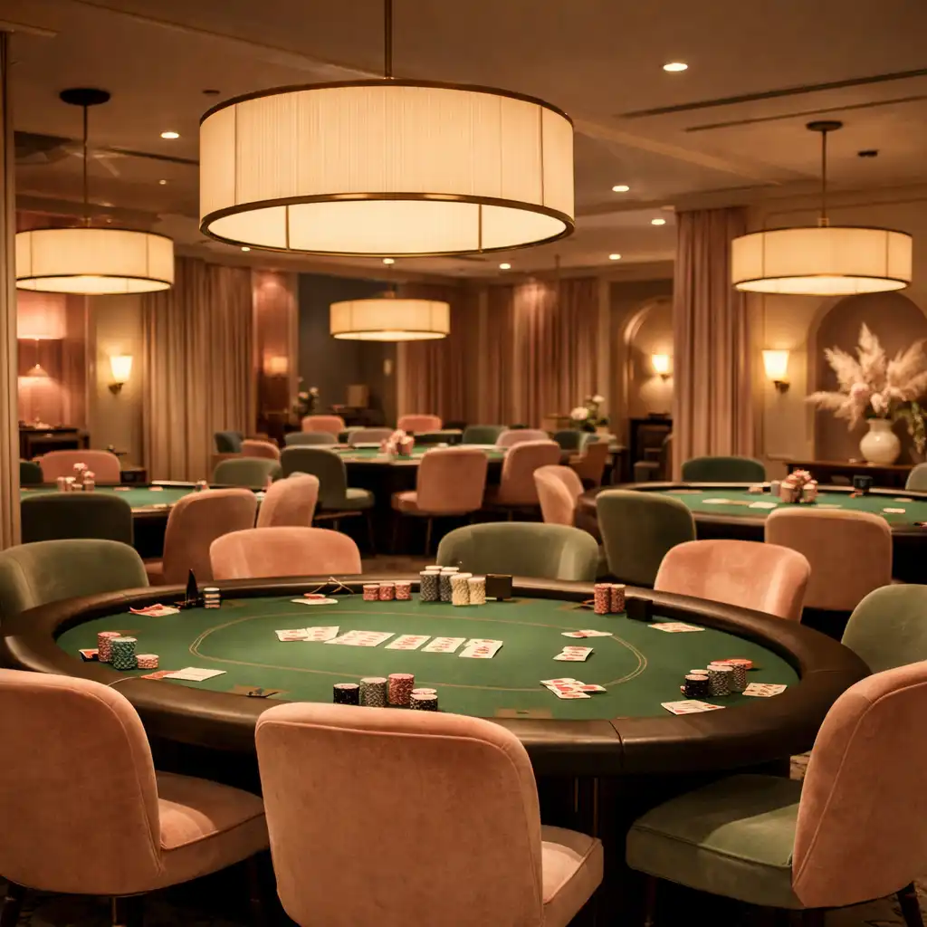 Poker Room du Salon Amandier avec tables éclairées individuellement